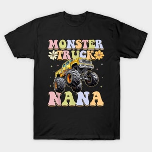 Monster Truck Nana Groovy Truck Lover Mom Matching Family T-Shirt